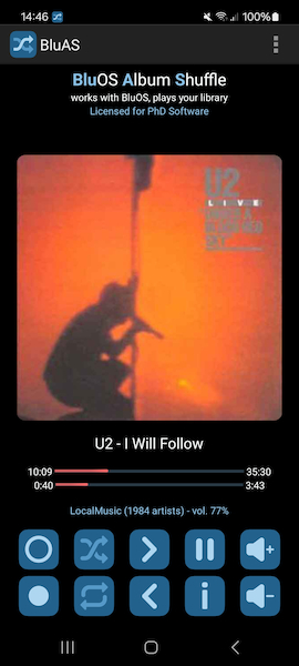 Example of BluAS app, play album